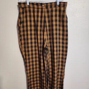 Earthbound Trading Company Brown/Black Gingham Flare Pants Size Large